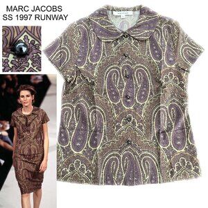 Marc Jacobs Runway SS 1997 Paisley Shirt with Silver Ball Buttons - 4 - VINTAGE